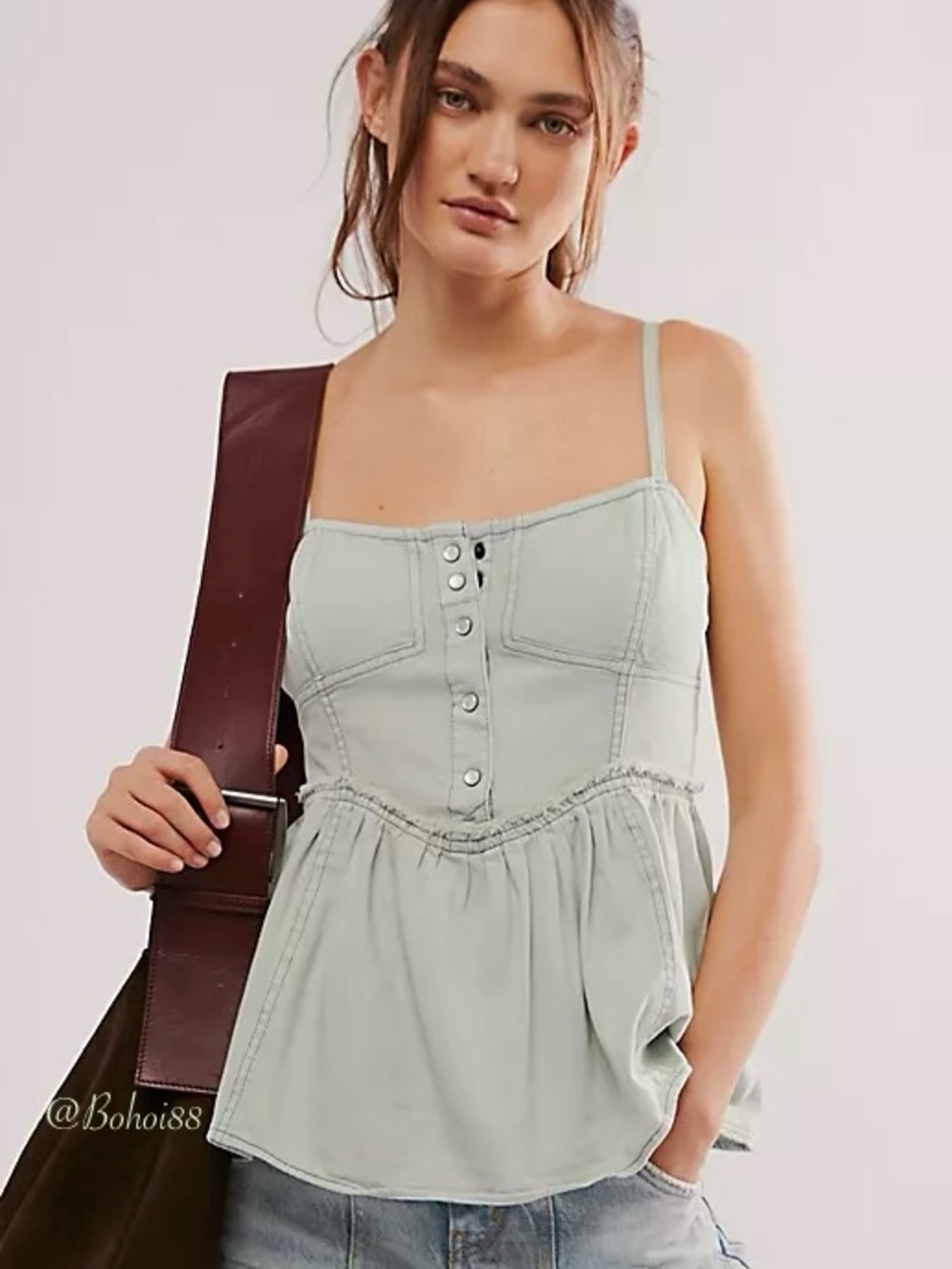 NWT Free People We The Free Reworked Denim Tank Top Cami